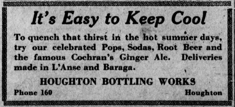Newspaper ad - The L'Anse Sentinel, 28 Jul 1922